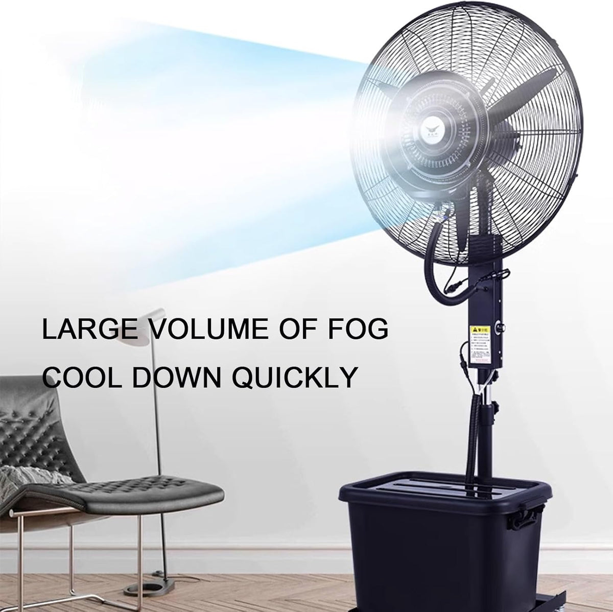 Ventilator industrial cu rezervor apa 40 litri, diametru 55cm, putere 160 W – 3 trepte
