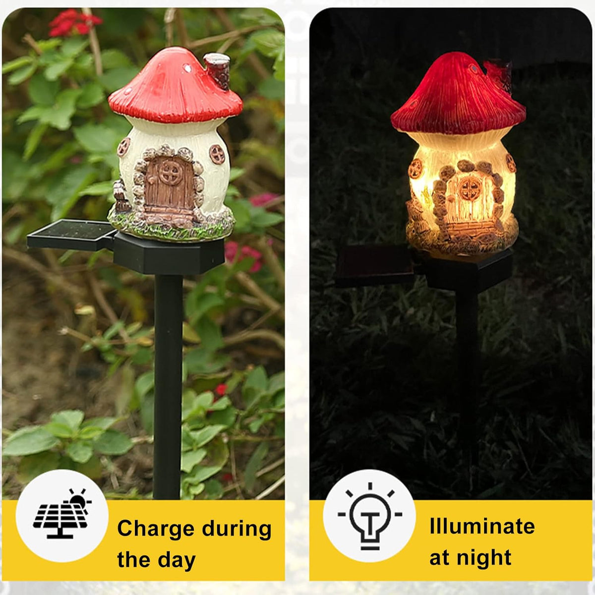 Lampa decorativa de gradina cu încarcare solara, model casuta din povesti