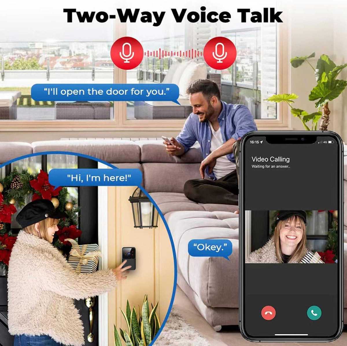 Sonerie Video Smart, Camera Supraveghere  WiFi, Night Vision, Audio Bidirectional, Control Aplicatie Android/iOS