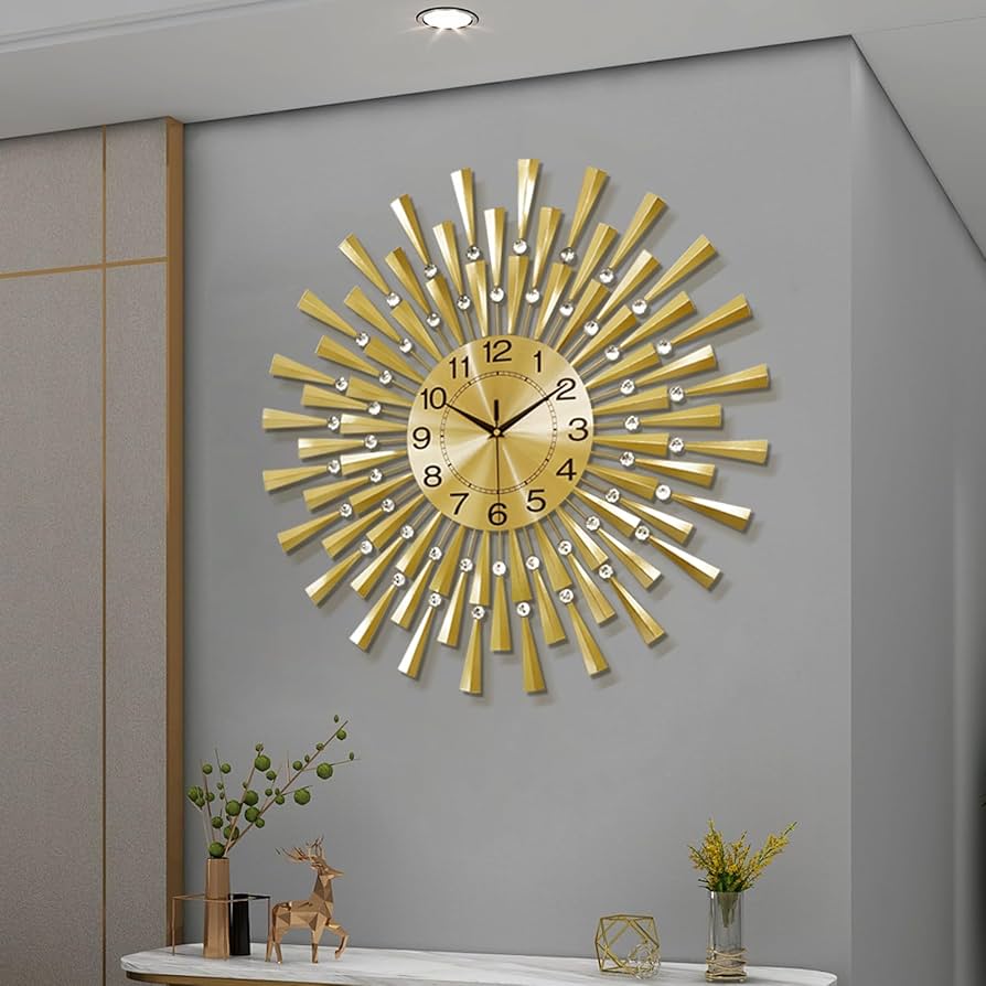 RESIGILAT - Ceas de perete modern, mare, pentru living, 60 cm, silentios, metalic, negru, cu mecanism quartz