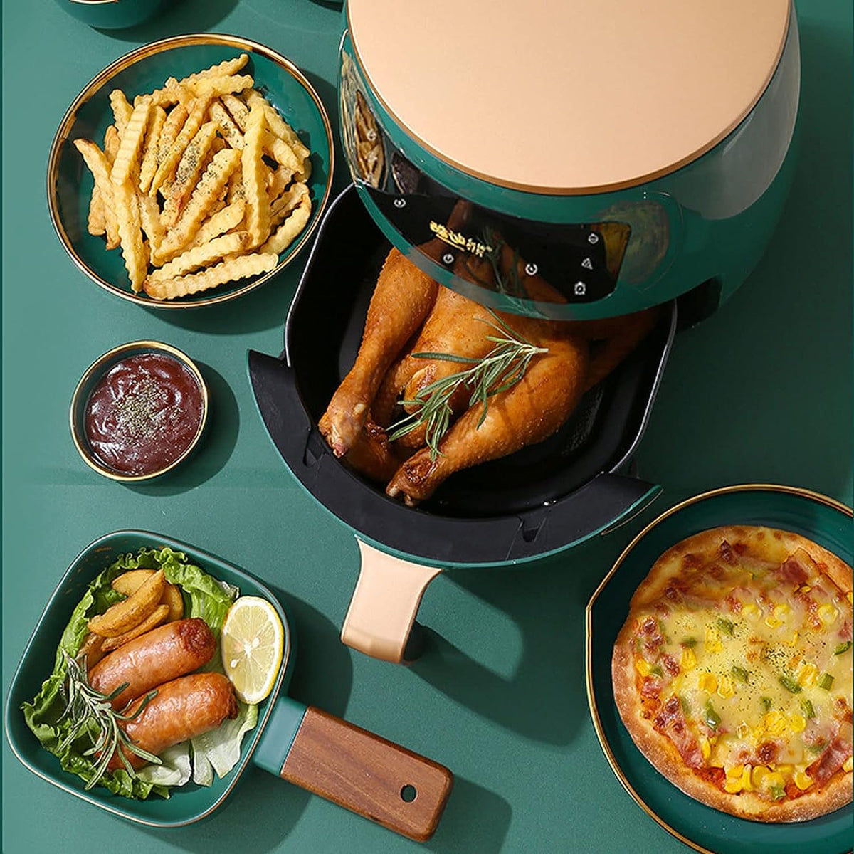 RESIGILAT - Friteuza cu aer cald, S-18 Air Fryer, 2400W, afisaj digital, LCD Touch control