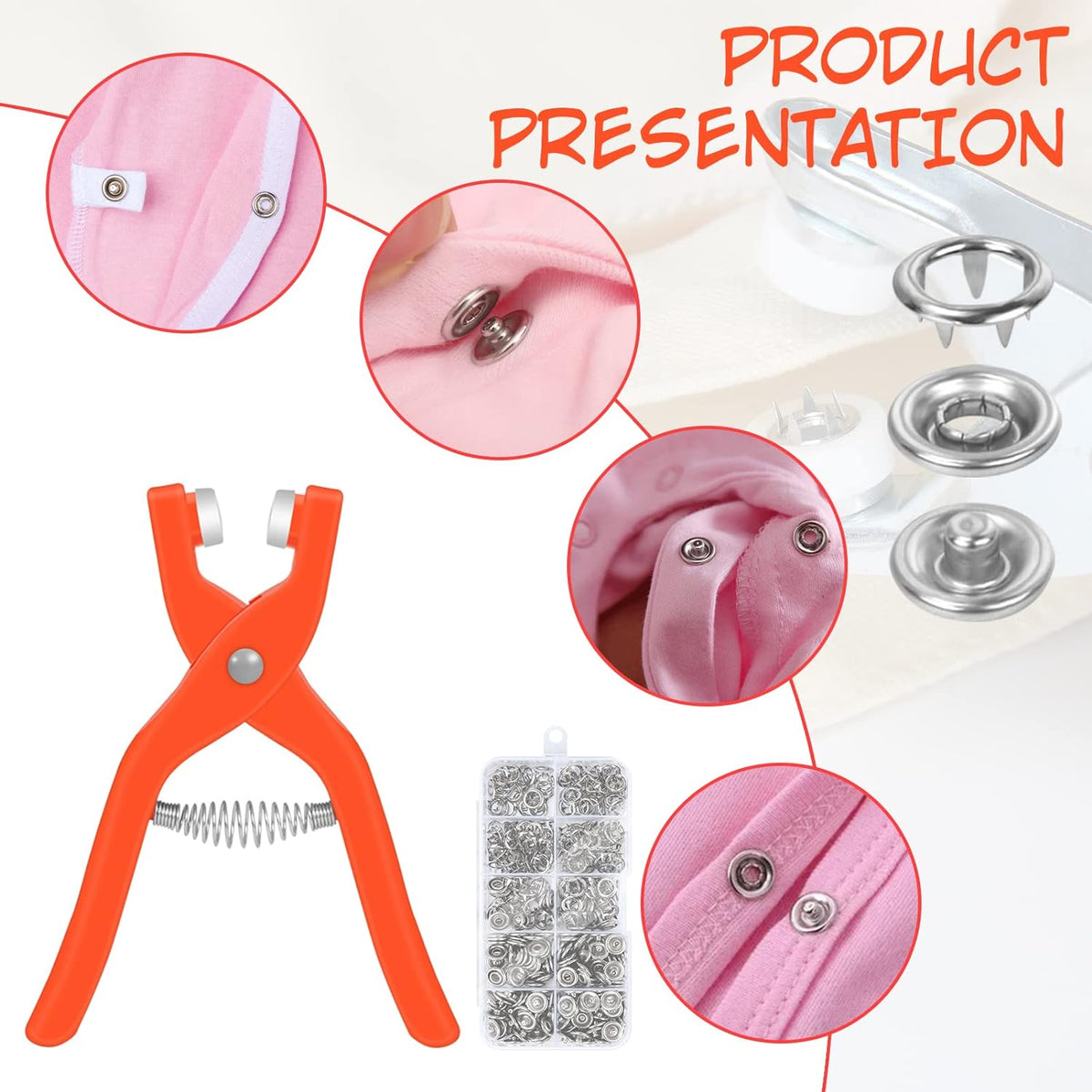 Cleste de mercerie pentru montat capse cu 50 de capse incluse