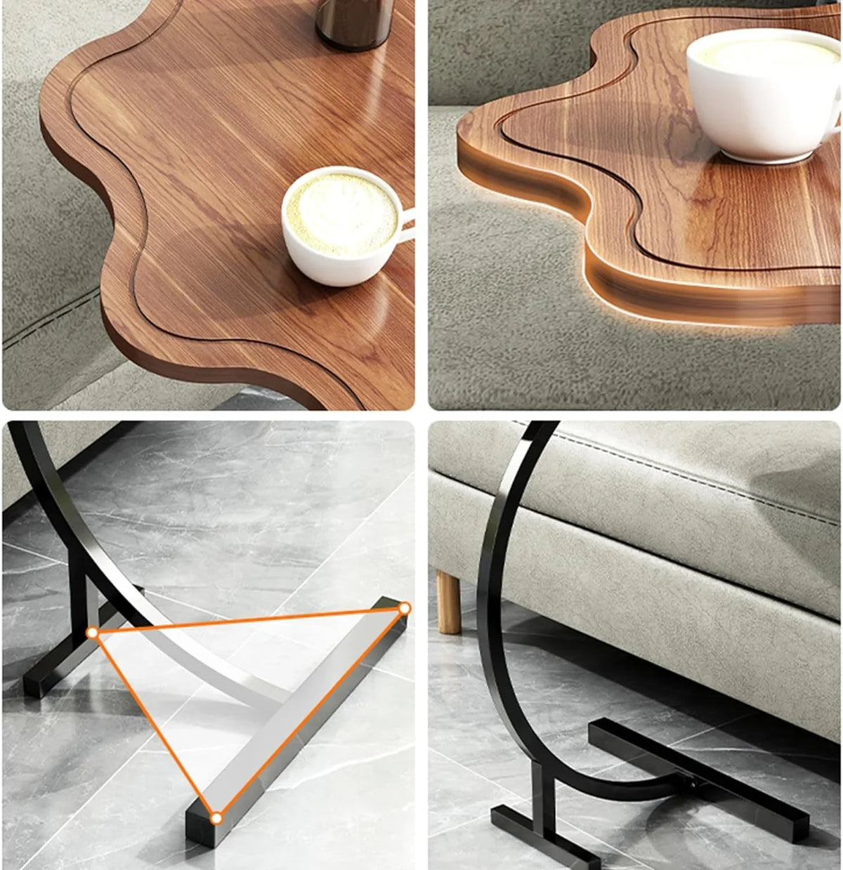 Masa rotunda în forma de C, pentru laptop sau cafea în stil modern minimalist 25x30x60cm