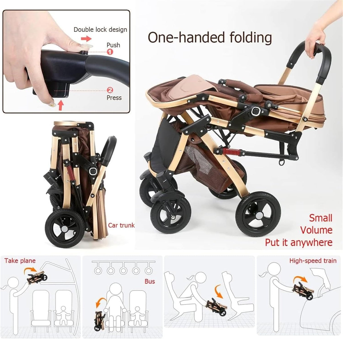 Carucior pliabil pentru copii, 3 în 1, Multifunctional – Landou, Scaun Auto si Carucior Sport