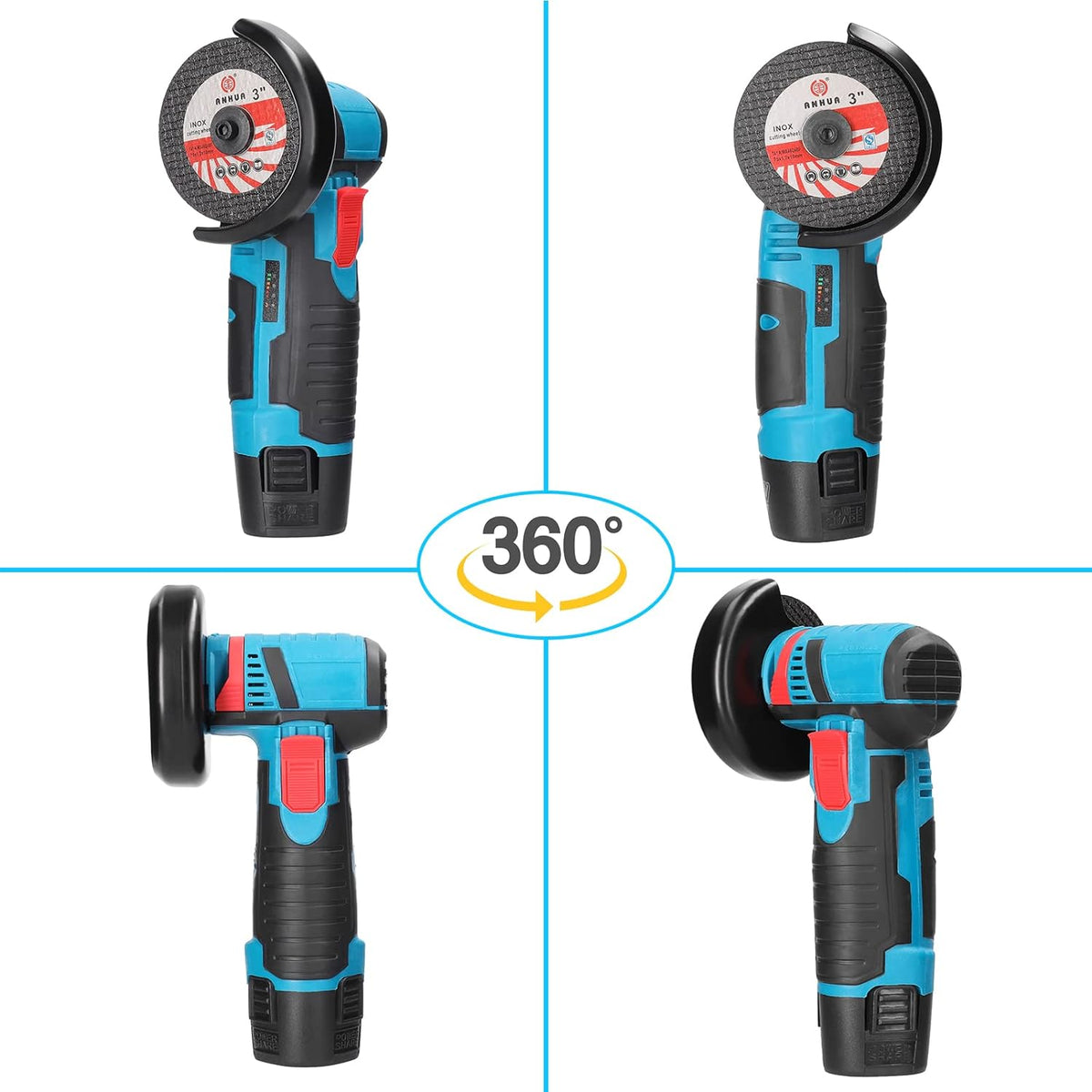 Mini Polizor unghiular portabil cu 1 sau 2 acumulatori 24V, 5 discuri incluse
