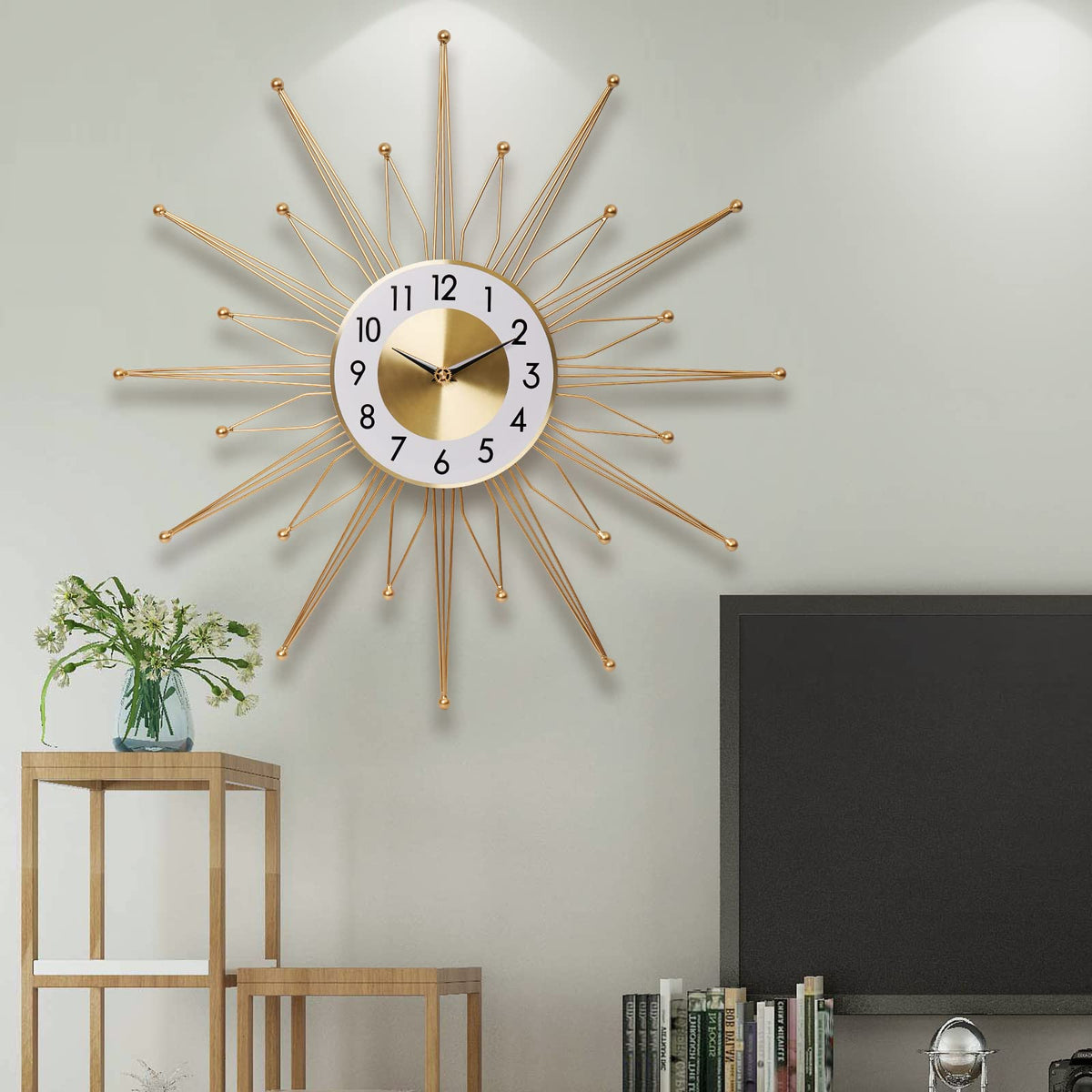 Ceas elegant de perete, cu design modern si elemente nautice, mecanism silentios si finisaj metalic elegant