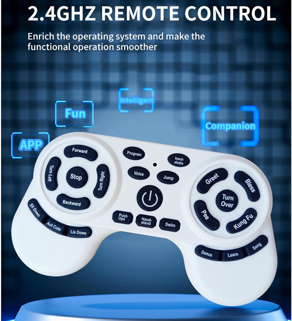 Catel robot inteligent, control telecomanda, aplicatie mobila, comenzi vocale, functii interactive, dans,