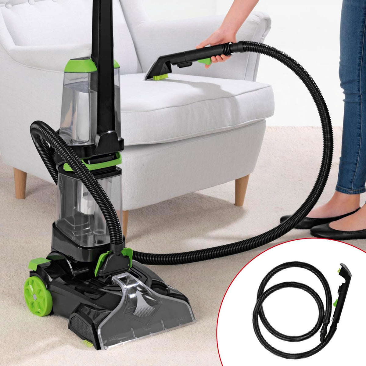 Aspirator Vertical 3 in 1 cu Spalare Injectie Apa 1200W – Fara Sac, 4L+4L, Silentios 36dB
