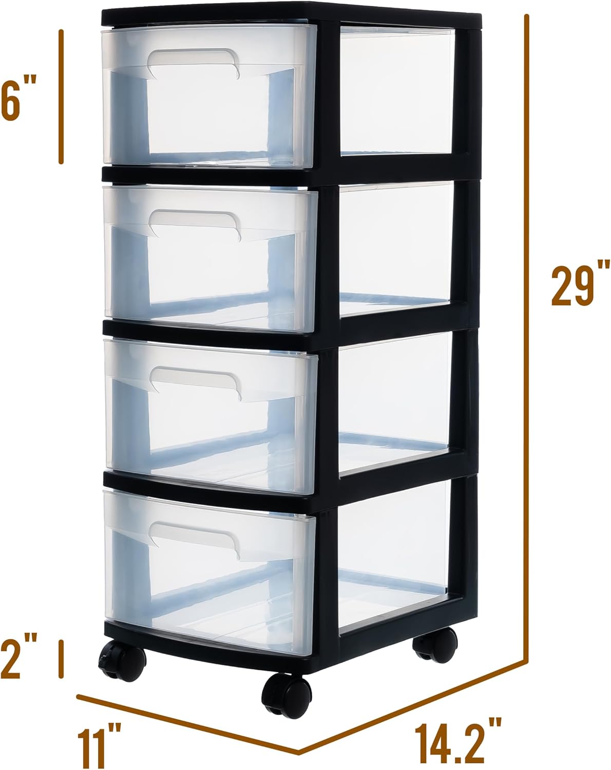 Dulap pe roti cu sertare transparente, 4 x 20 L