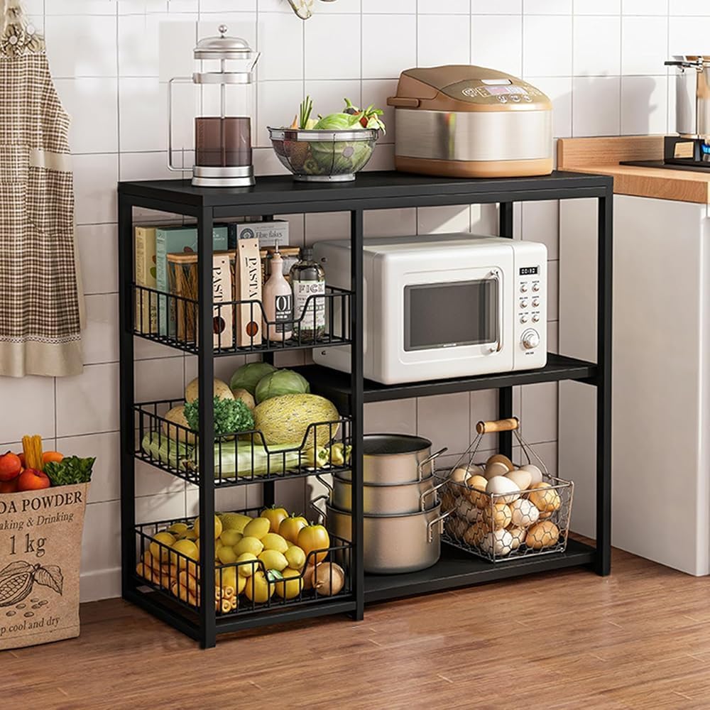 RESIGILAT - Raft de bucatarie, suport pentru cuptorul cu microunde, cosuri de sarma, 80cm/120cm