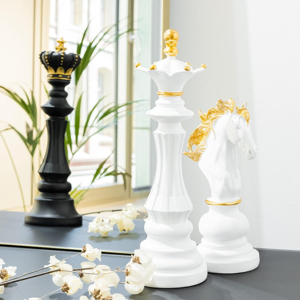 Statuete Sah Premium, Ornamente Regi, Dame, Calareti, Sculpturi Rasina, Decor Casa