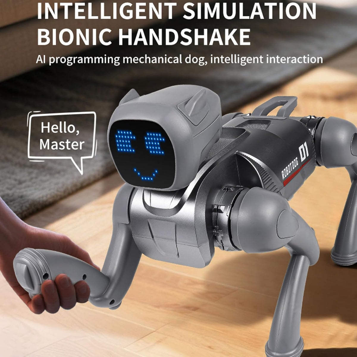 Catel robot inteligent, control telecomanda, aplicatie mobila, comenzi vocale, functii interactive, dans,