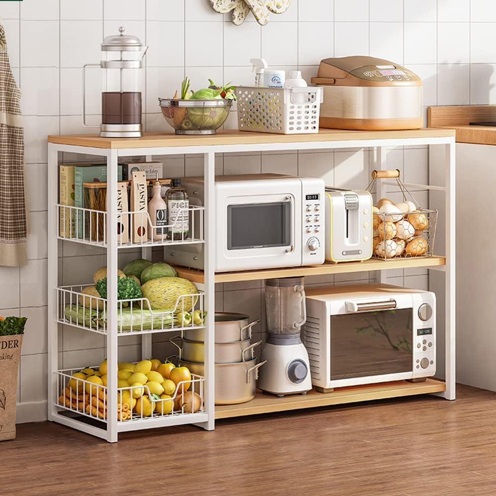 RESIGILAT - Raft de bucatarie, suport pentru cuptorul cu microunde, cosuri de sarma, 80cm/120cm