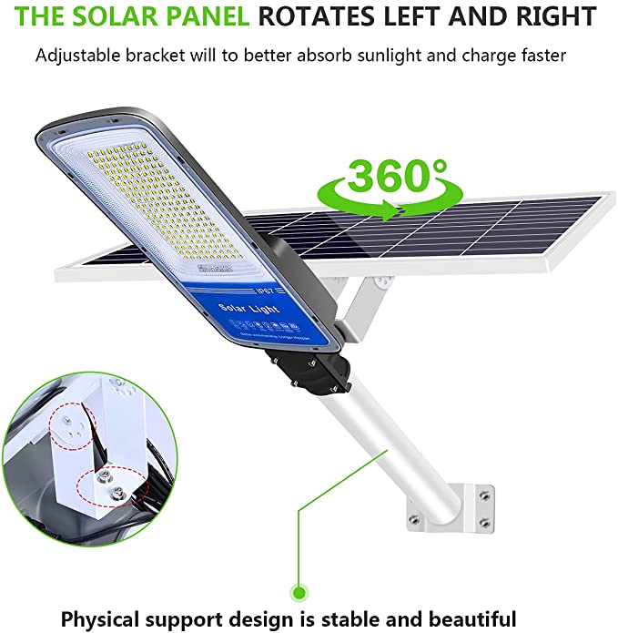 Lampa solara stradala LED cu panou solar 400W, brat montare si telecomanda, 13500 lumeni, 180 LED