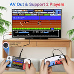 Consola de jocuri, portabila, cu 666 de jocuri, ecran HD de 3 "0", conexiune TV, functia de vibratie a controlerului de joc, suport TV AV-out, din ABS, alb/albastru/rosu