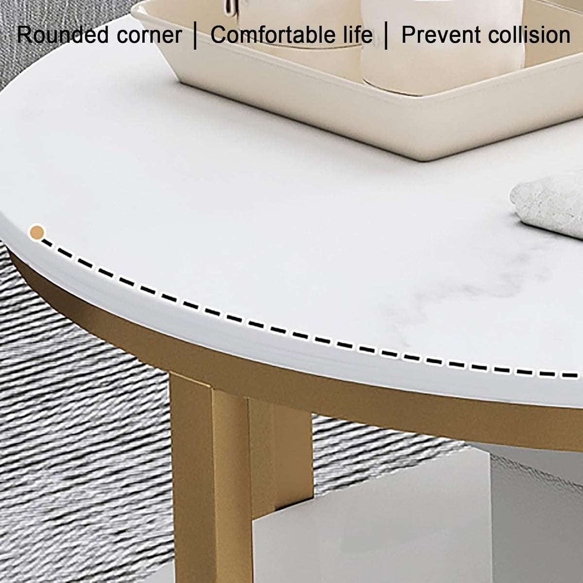 RESIGILAT - Masuta de cafea ovala, minimalista, design nordic, aspect marmura alba, 120 x 60 x 45 cm