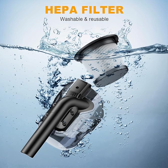 Aspirator fara fir 120W, cu filtrare HEPA, 2 acumulatori de 48W, albastru