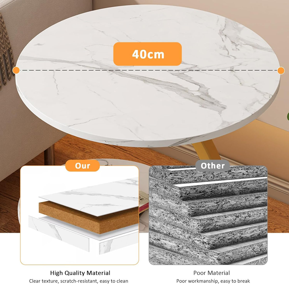 Masuta de cafea pentru living, design nordic, elegant, 62x40cm