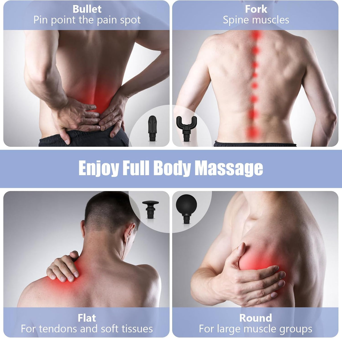 Aparat de masaj profesional cu brat flexibil in forma de U – 9 Moduri, 4 Capete, Reincarcabil, Pentru Muschi si Relaxare