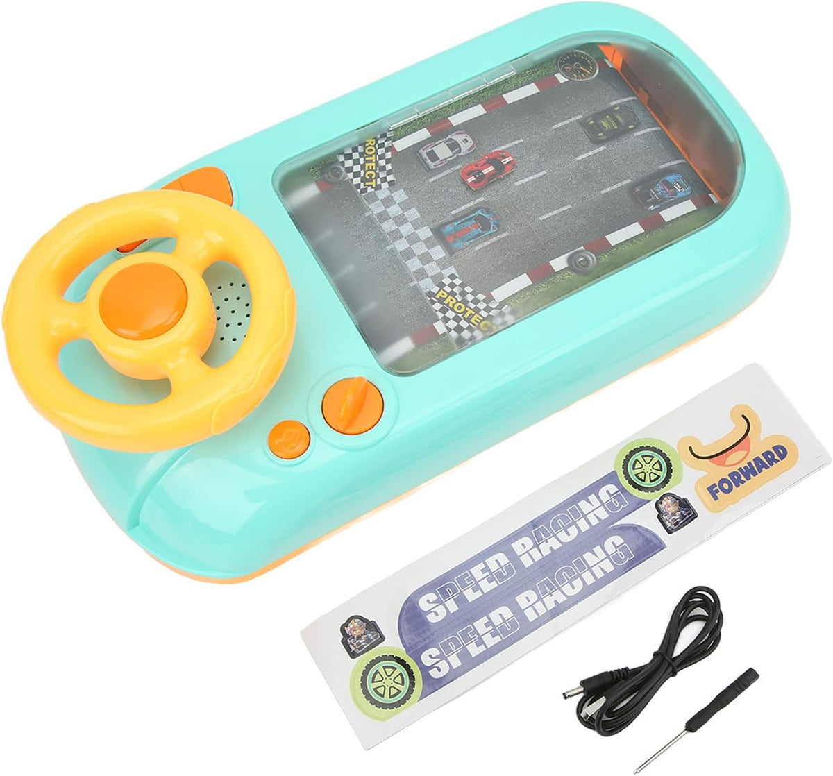 RESIGILAT - Jucarie Interactiva volan de condus cu circuit curse, sunete si functii, alimentare USB, pentru Copii 3-6 Ani