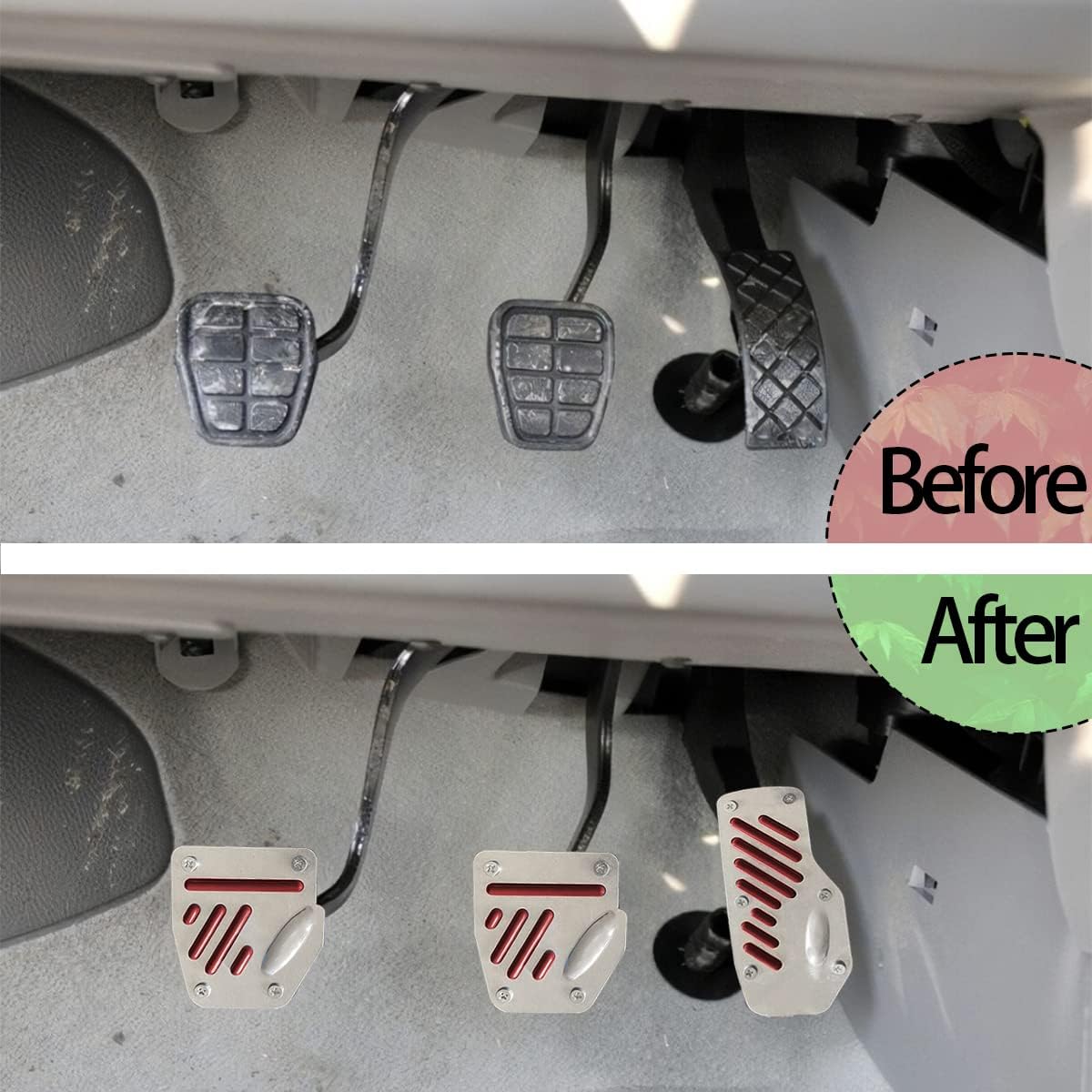 Set 3 placi antiderapante pentru pedale Auto, aliaj de Aluminiu