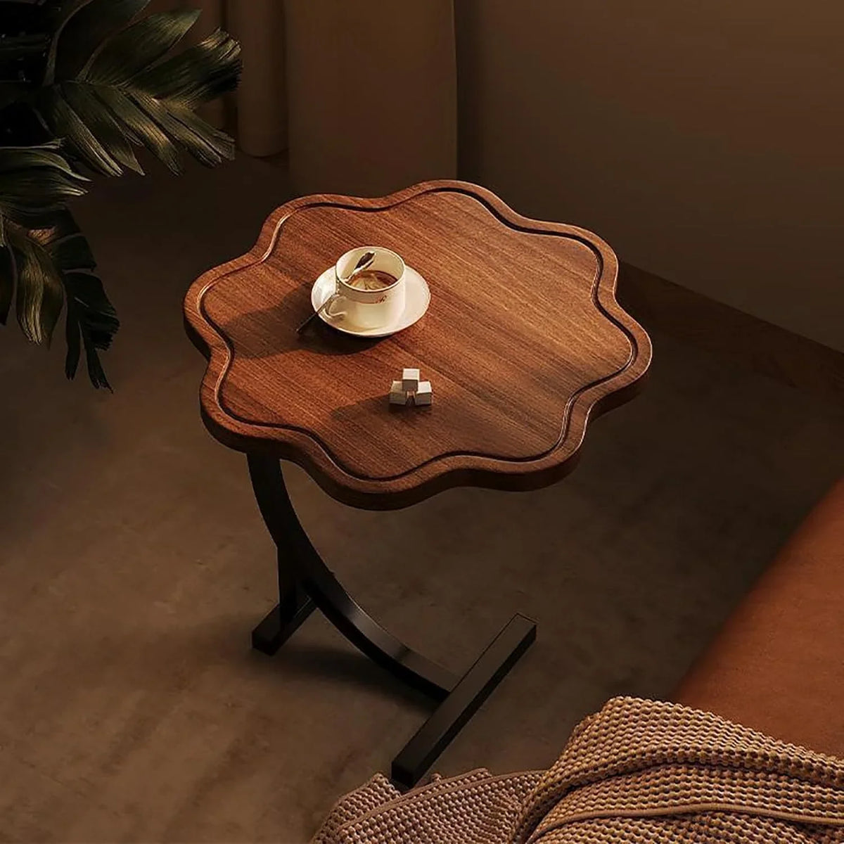 Masa rotunda în forma de C, pentru laptop sau cafea în stil modern minimalist 25x30x60cm
