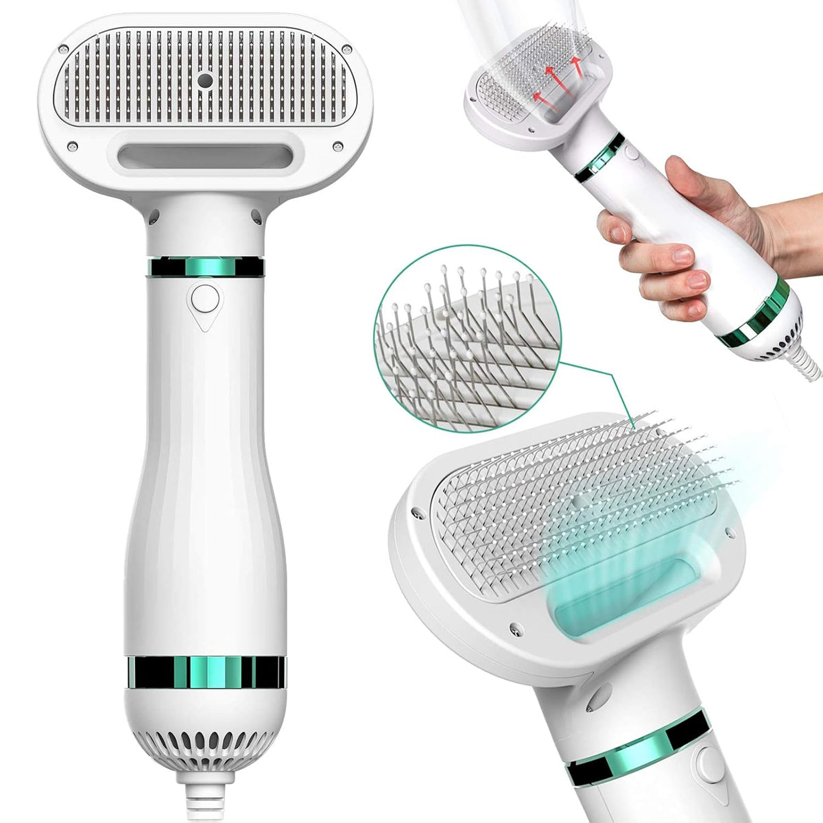 Uscator si perie pentru animale 2 in 1 pentru caini si pisici talie mica si medie