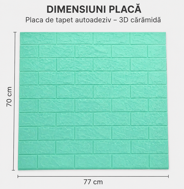 Tapet 3D Caramida Turcoaz Auto-Adeziv pentru Interior 70x77cm Decorativ - imagine principala