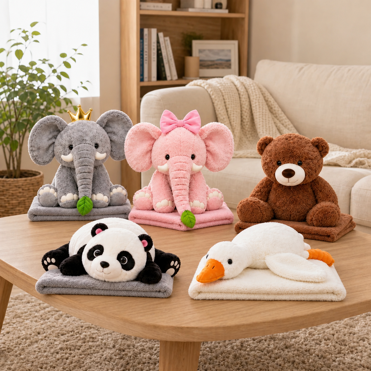 Animalut de Plus 2-in-1 cu Paturica Ascunsa 100x200 cm 5 Modele