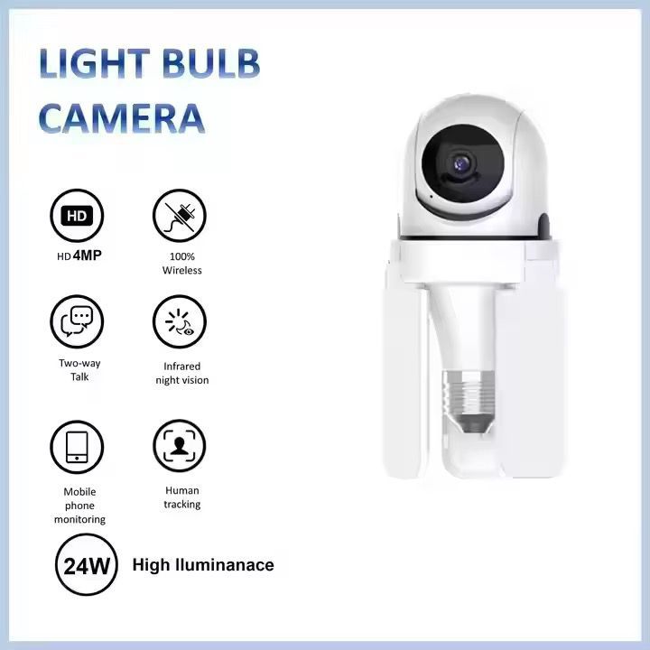 Camera de supraveghere tip bec E27, 4MP HD, WiFi/4G, PTZ 360, audio bidirectional, night vision