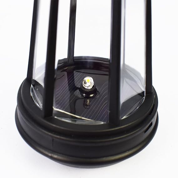 Set 2 Decoratiuni Solare de Gradina, Model Catelus cu Felinar LED si Fluture, din Metal - detaliu produs