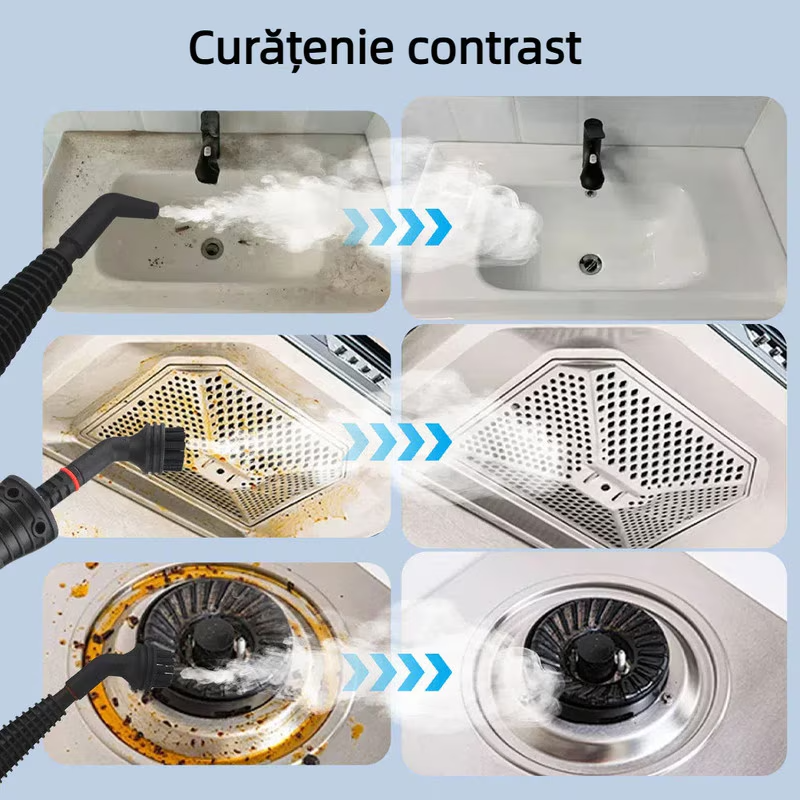 Aparat de Curatat cu Abur, Portabil, 1050W, 350ml, cu set 10 accesorii inclus