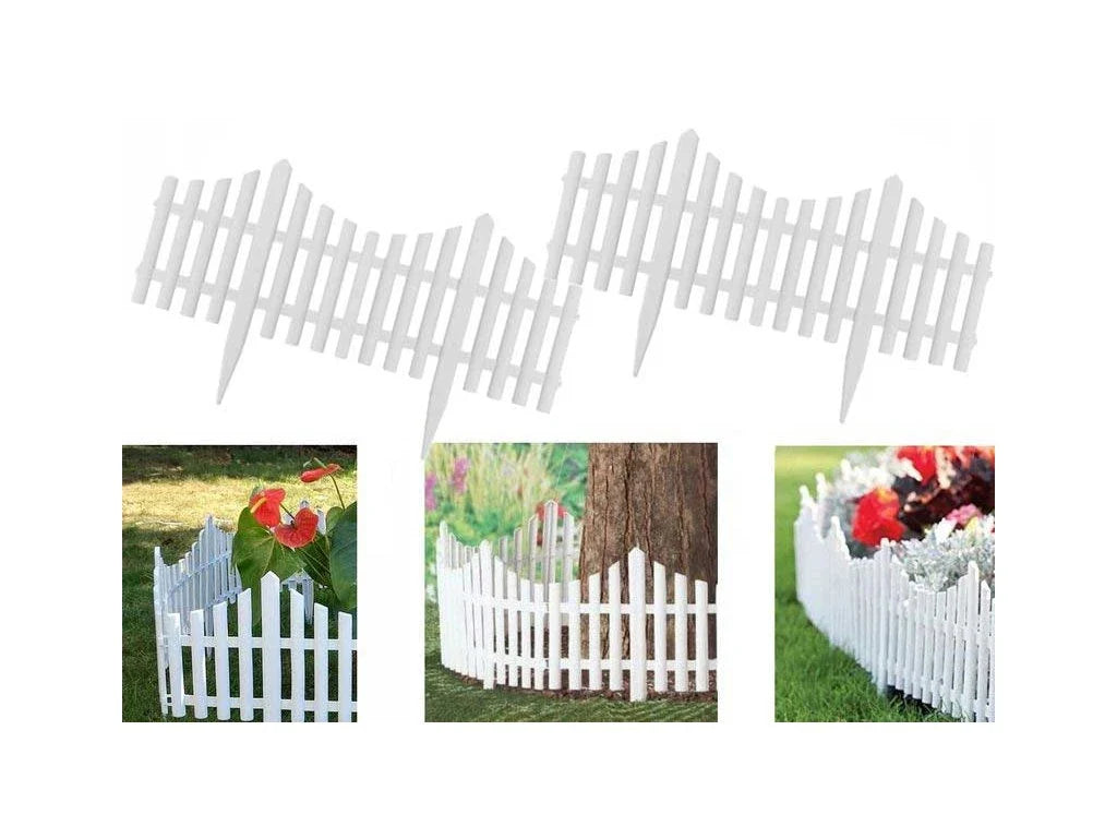 Set 6 bucati gard decorativ  din plastic pentru gradina, 57.5 x 32.5 cm, alb