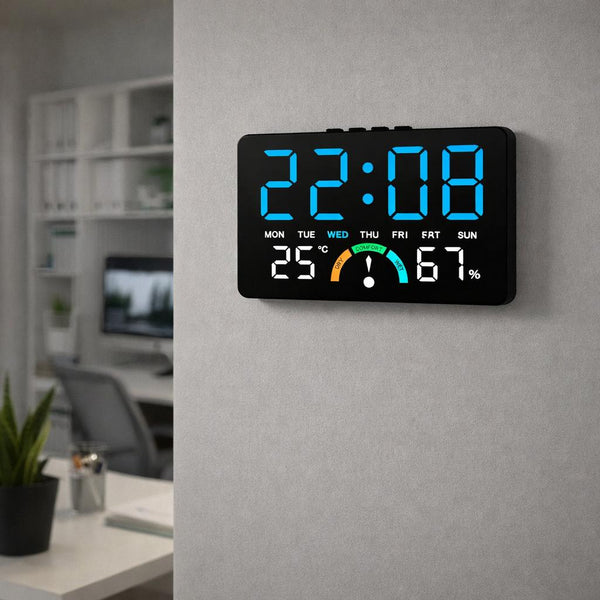 Ceas digital LED cu termometru si higrometru Afisaj mare iluminat
