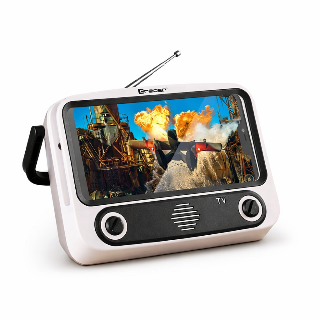 Suport telefon tip TV, difuzor Bluetooth 5W, radio FM, 19 x 9 x 13 cm