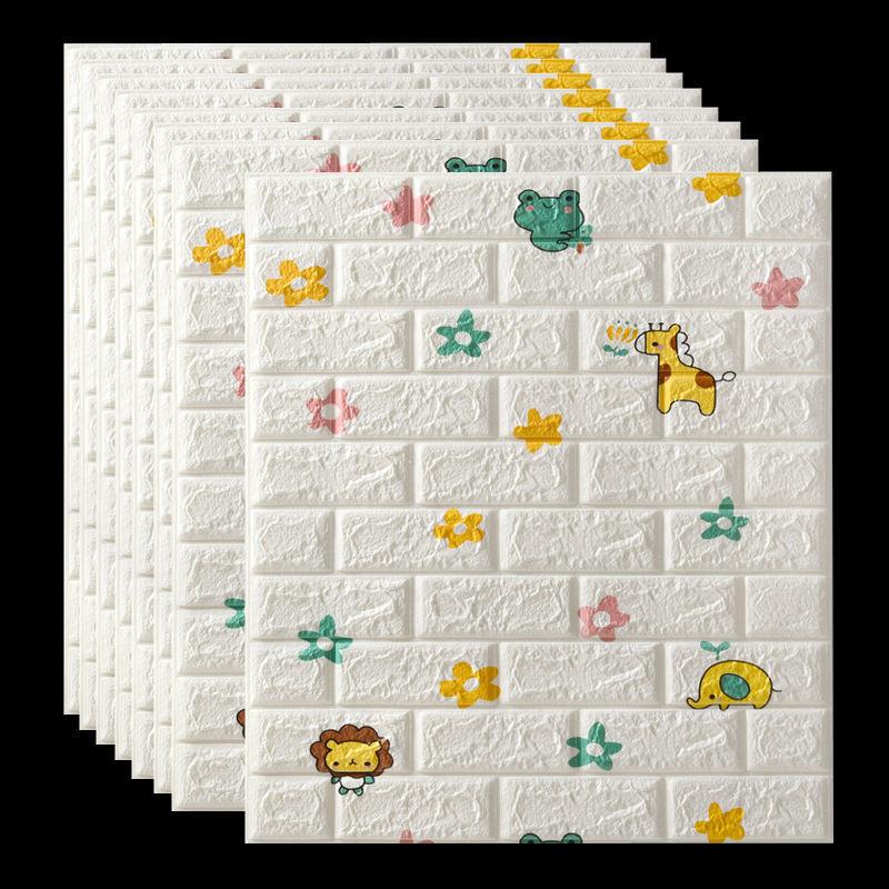 Tapet 3D Caramizi Albe Auto-Adeziv pentru Decorare Perete Camera 70x77cm - detaliu produs