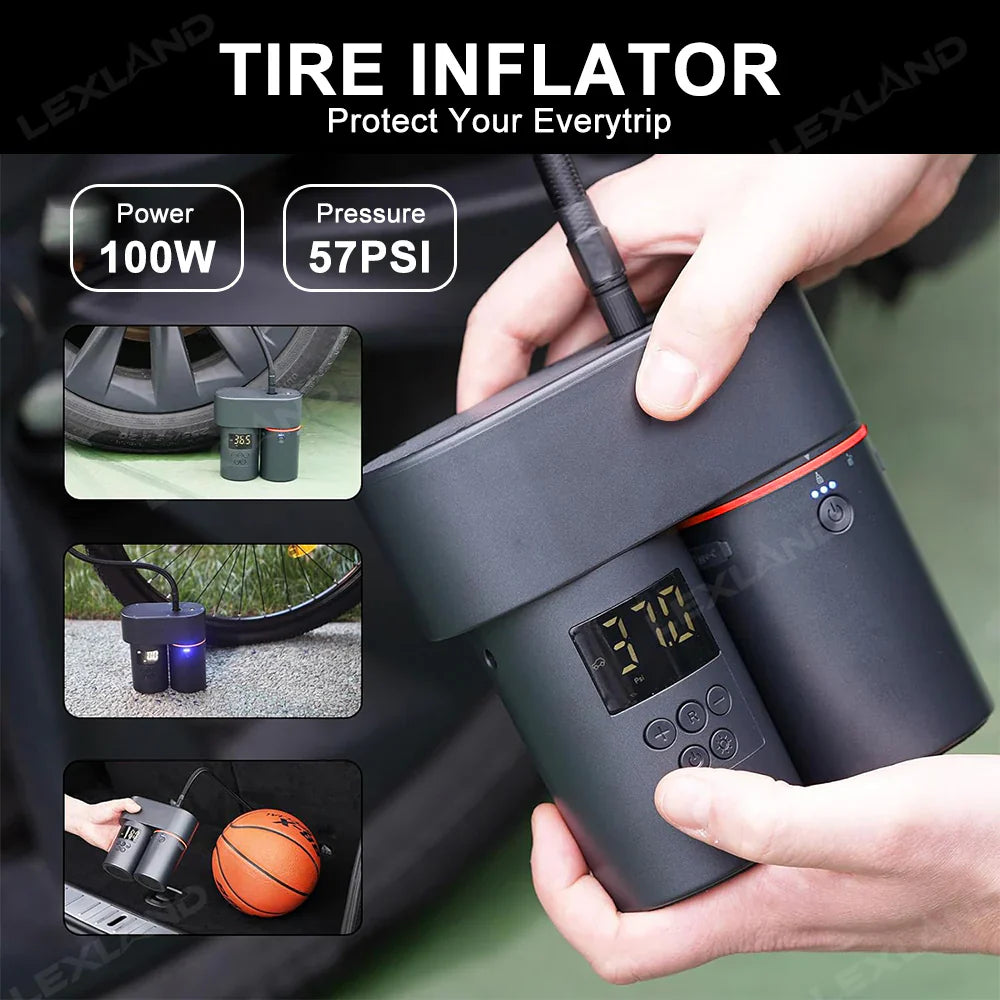 Kit multifunctional auto 4 in 1, compresor aer, aspirator, spalator auto si incarcator wireless