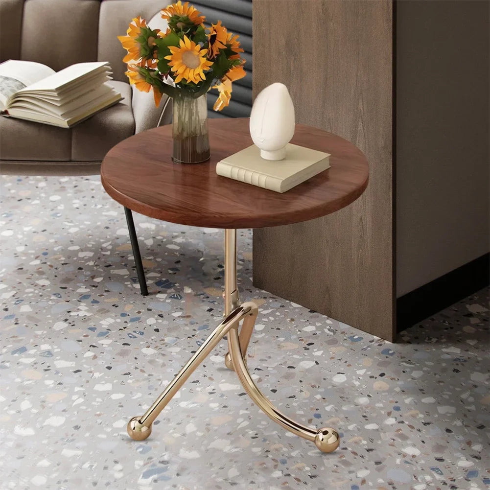 Masuta laterala moderna cu blat rotund si picioare metalice cromate – Design elegant pentru living 40 x 40 x 51 cm