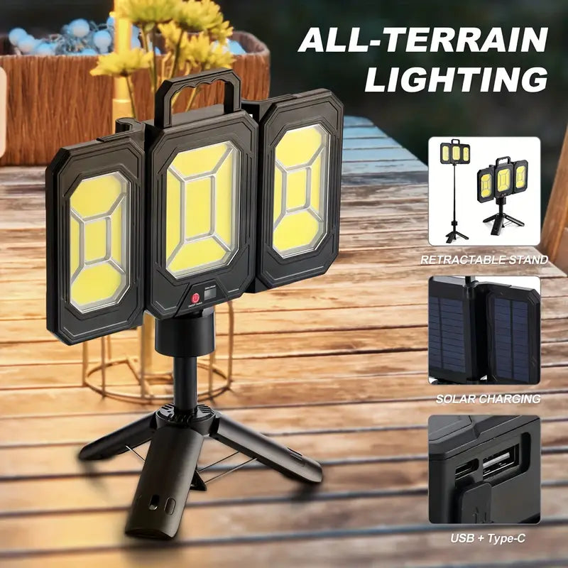 Lampa solara pliabila 3 panouri cu trepied reglabil 84cm si incarcare Type-C