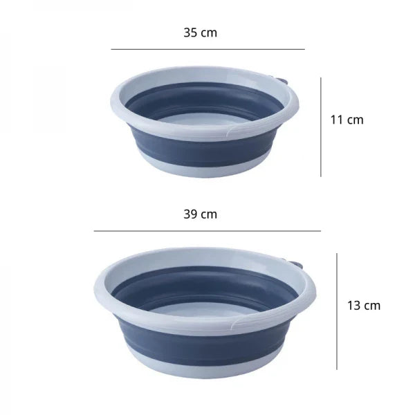 Set 2 ligheane pliabile (6L + 4L) cu suport autoadeziv pentru baie, voiaj, bebelus, compact, 39/35 cm