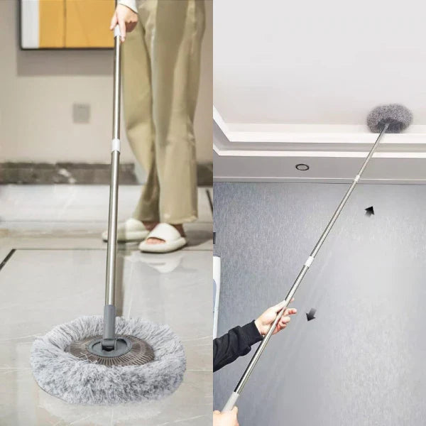 Mop pentru curatarea prafului, maner inox, lungime maner ajustabila 45 - 180 cm, doua lavete detasabile, 29 x 195 cm