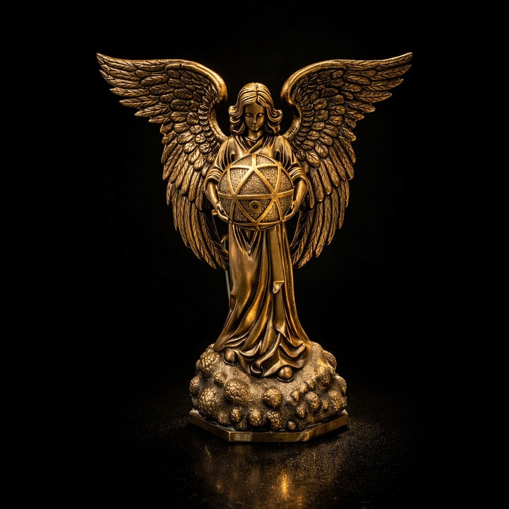 Statueta decorativa inger cu aripi design elegant decor spiritual 20x21 cm
