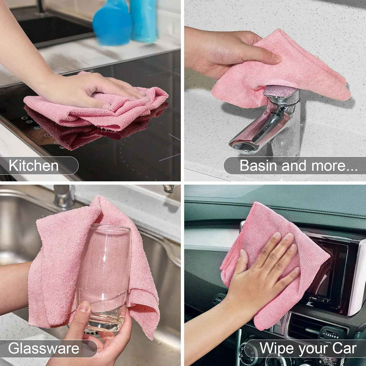 Set 30 lavete reutilizabile multifunctionale 30x30 cm cu suport