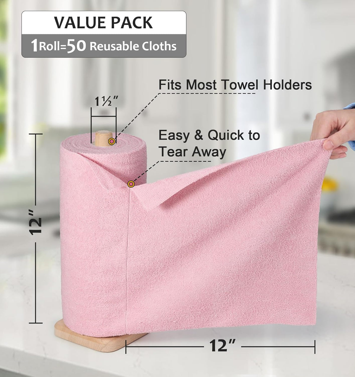 Set 30 lavete reutilizabile multifunctionale 30x30 cm cu suport