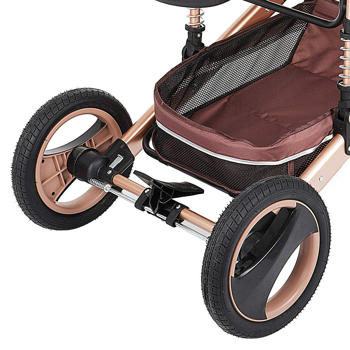 Carucior Bebelusi 2 in 1 Premium, Pliabil, cu Roti Cauciuc si Suspensii, Transformabil Landou-Sport, Cos Depozitare, 0-36 Luni