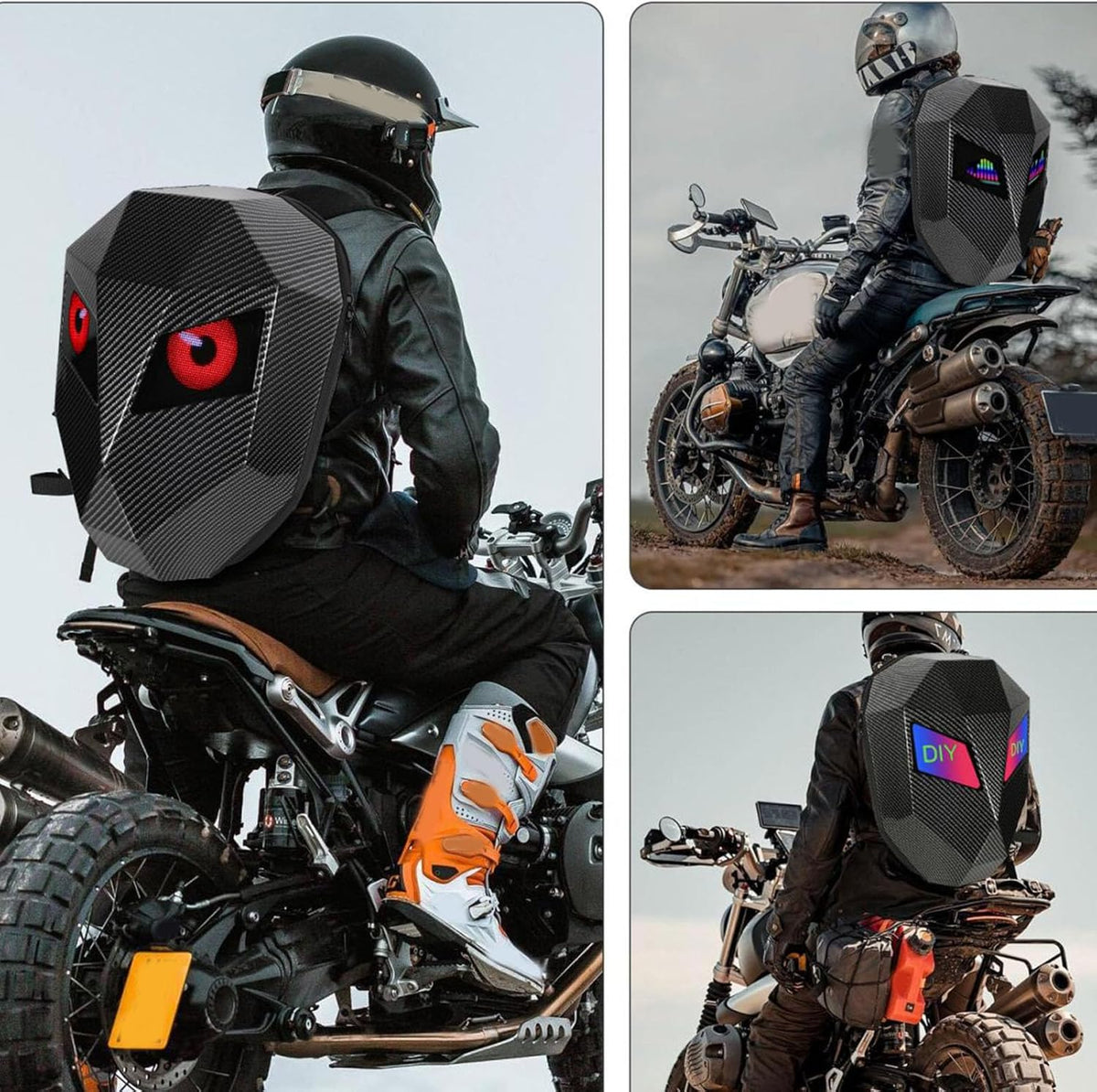 Rucsac moto Led, impermeabil, compartiment laptop 15.6, extensie pentru casca