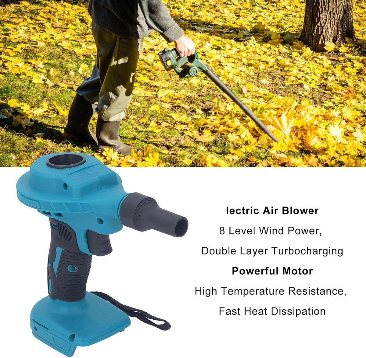 Suflanta portabila cu functie de aspirare, 2 acumulatori 24V, 500W, 200m/s