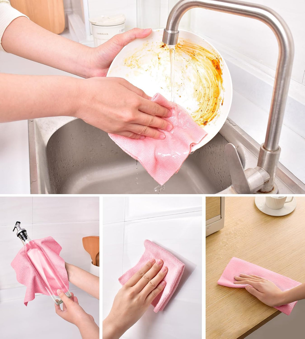 Set 30 lavete reutilizabile multifunctionale 30x30 cm cu suport
