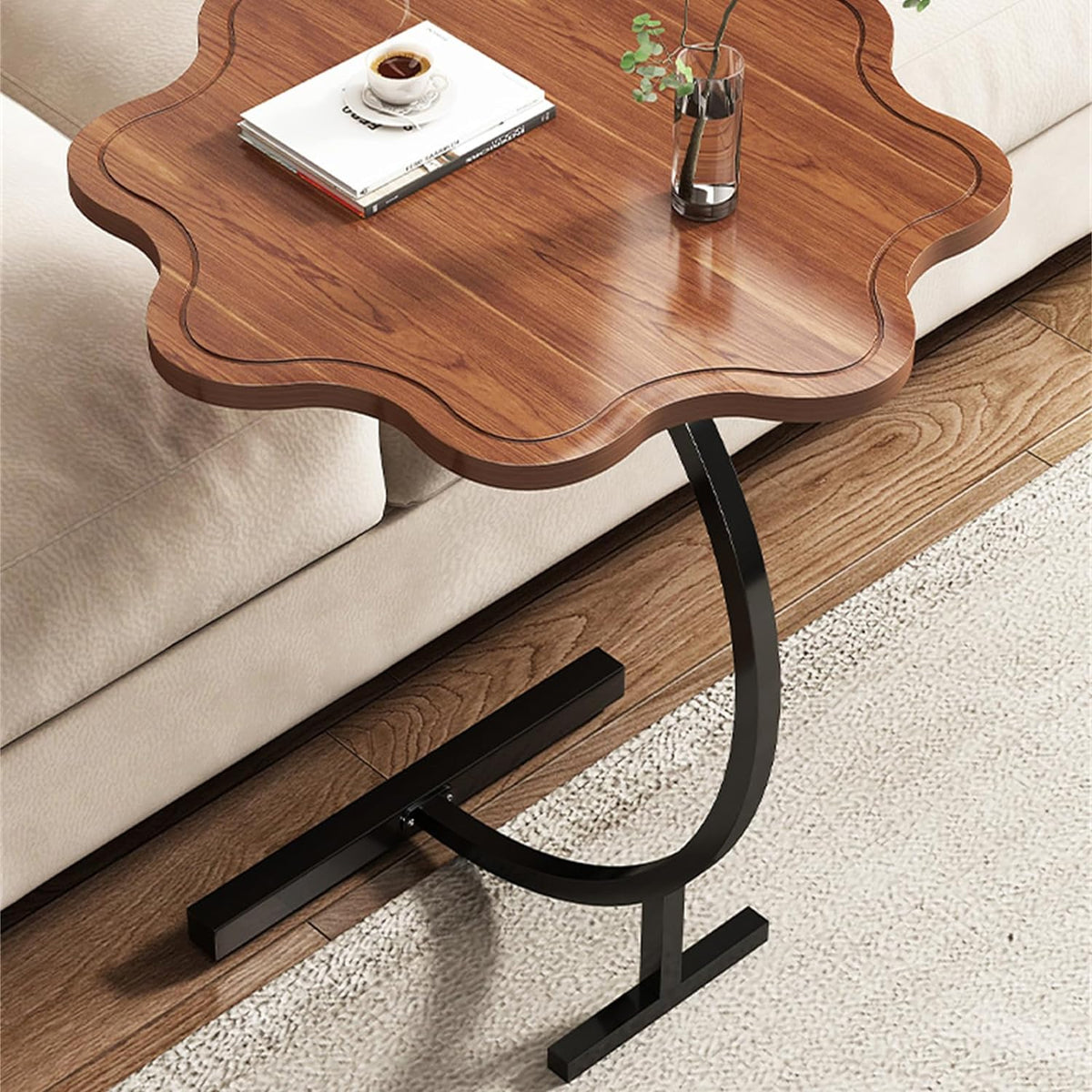 Masa rotunda în forma de C, pentru laptop sau cafea în stil modern minimalist 25x30x60cm