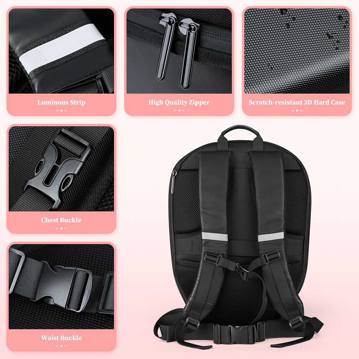 Ghiozdan moto Led, impermeabil, compartiment laptop 15.6, extensie pentru casca